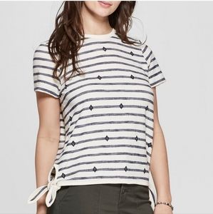 Universal Thread Nautical Navy Stripe Top Blue White Size MEDIUM